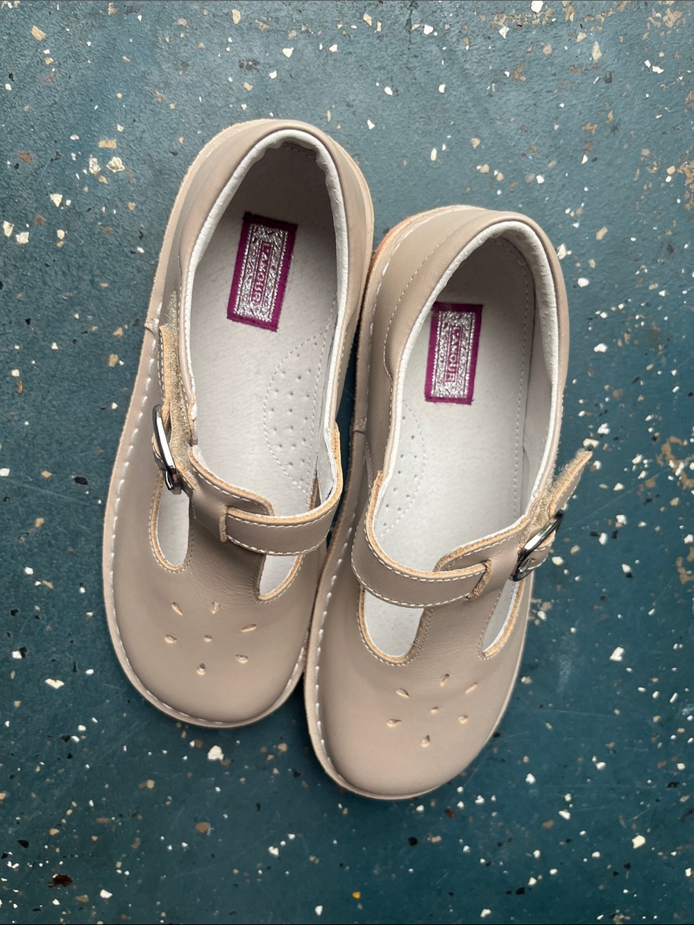 L'Amour Taupe Kids Mary Jane Shoes with Buckle